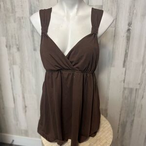 Brown Sleeveless Blouse